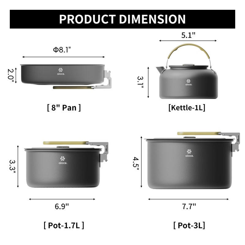 Alocs Portable Camping Cookware - Upgraded Handle  Non-Stick Camping Pan Set for Outdoor Kitchen  Picnic  Hiking and Fishing - Image 4